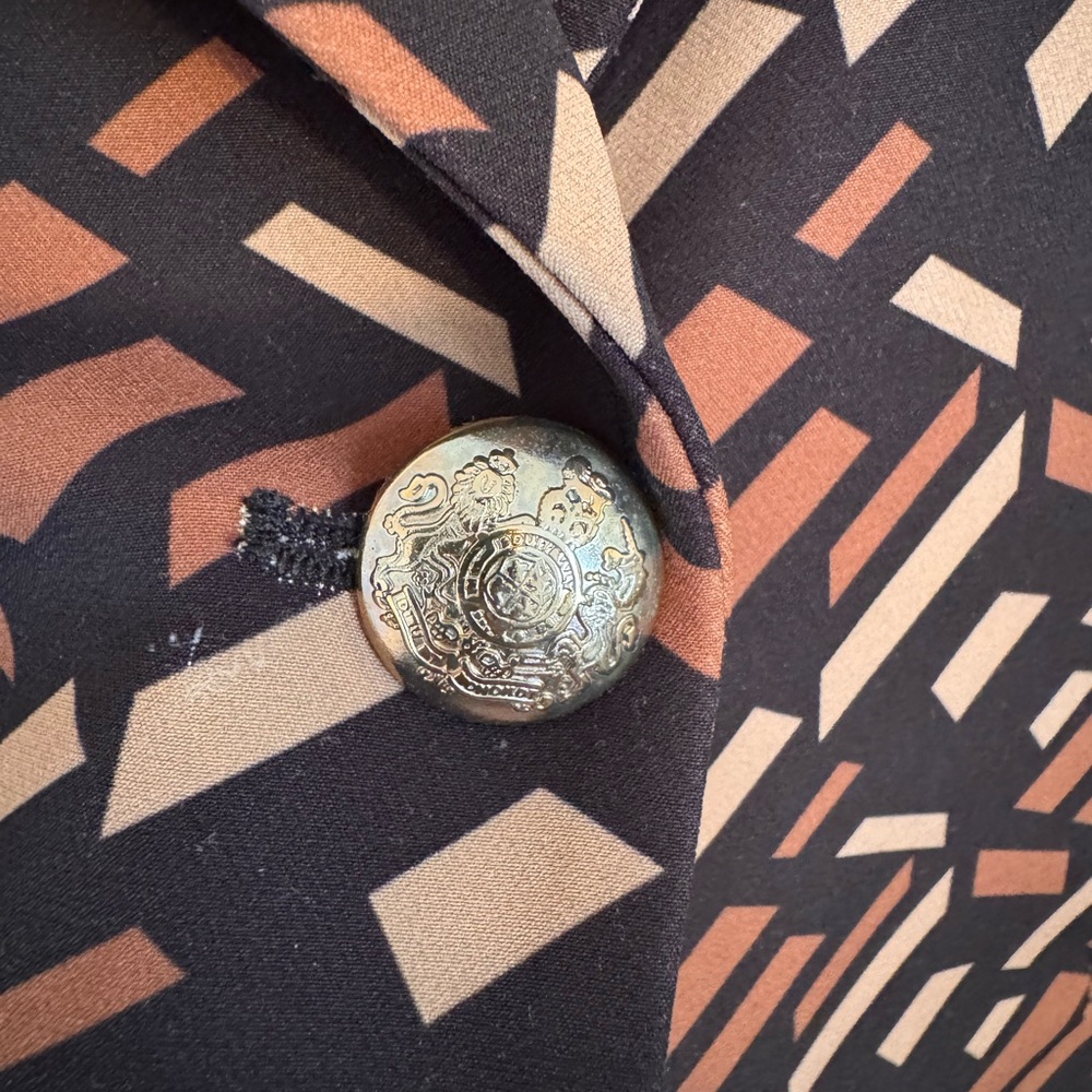 Women's Geometric Patterned Blazer - Black and brown - Picture 3 of 5